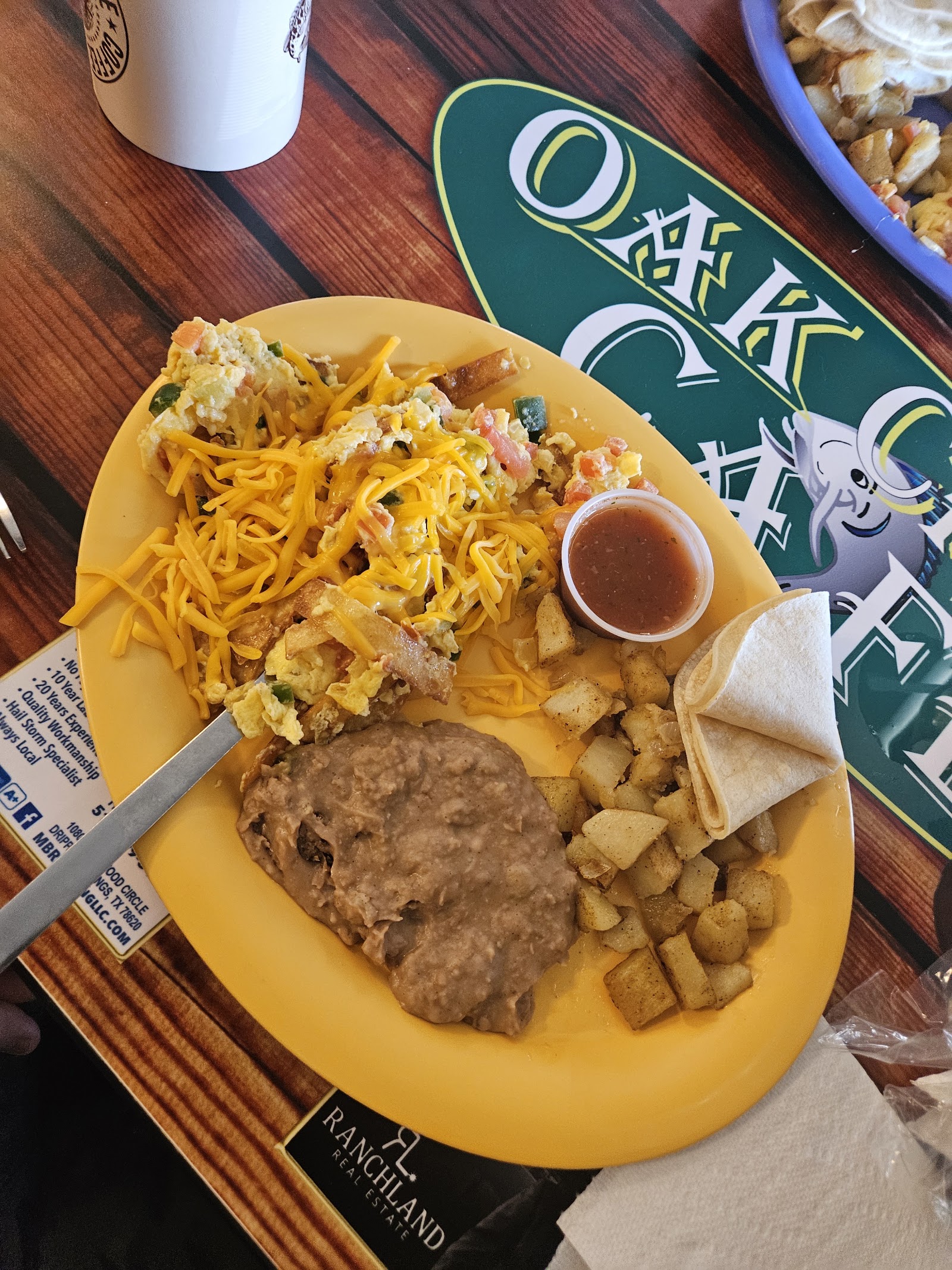 Plated meal at Oak Creek Cafe